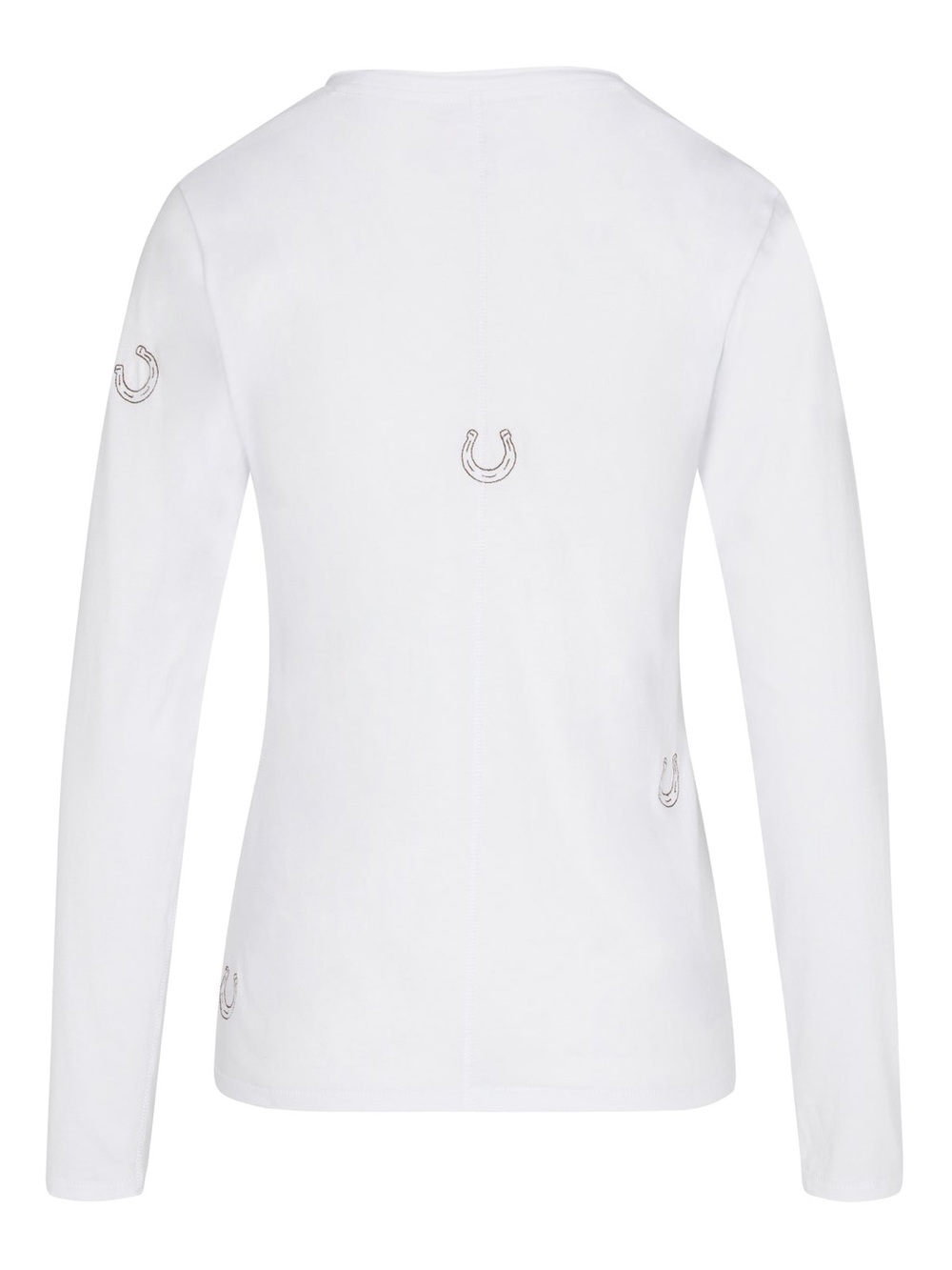 Catherine Gee White Horeshoe Long-Sleeve Tee Size Small Embroidered Americana - Picture 3 of 12